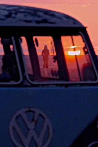 Volkswagen van with sunset reflection on the window. Shot in San Diego, California. © Randy Dible Photo